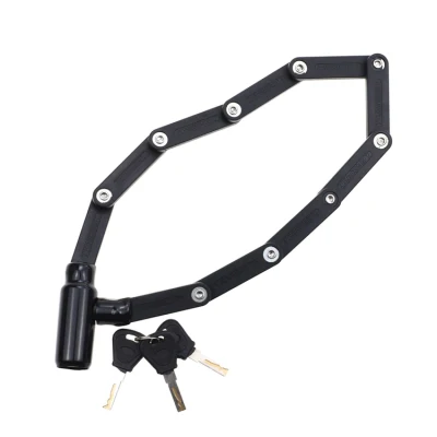 Yh3010 cadena de acero plegable de la puerta de la cerradura de la bicicleta cadena de la cadena de la bicicleta Cierre con 2 llaves de junta