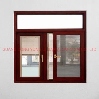 China fábrica de aluminio color madera baja e aislamiento térmico templado corrediza de vidrio/ Casement/ colgado/plegable corrediza de aluminio de apertura de la ventana