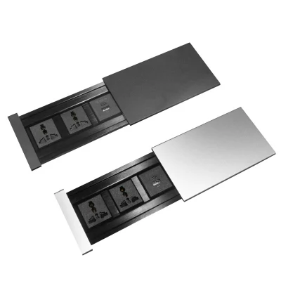 Zócalo de alimentación oculto Cargador móvil inalámbrico toma de alimentación enchufes Caja de conectividad de mesa de conferencia con cubierta deslizante con USB CAT6