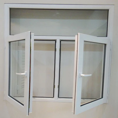 Casa Ventanas de impacto de huracán insonorizadas de fibra de plástico UPVC de doble acristalamiento con marco de toldo. De fabricantes de puertas y ventanas en Foshan, China.