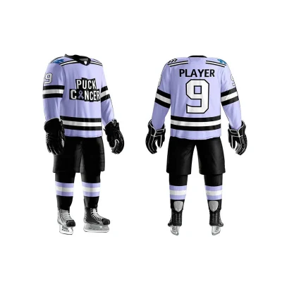  Custom Professional Goalie Cut Sublimated Wear Practice Collar lacado Negro Jerseys uniformes de hockey sobre hielo fabricados en China