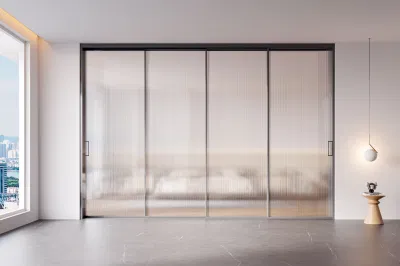 Balcón de alta gama elegante Livingroom Puerta estrecha Metal aluminio vidrio templado Balcón corredizo puertas de vidrio ventanas de entrada