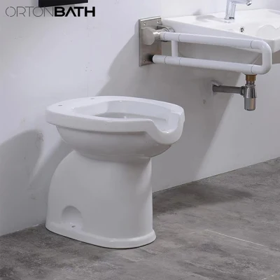 Ortonbath Accesorios de aseo abierto para discapacitados Baño de cerámica paciente discapacitado Hospital Handicap WC Cuenco / Bidé Wall Outlet