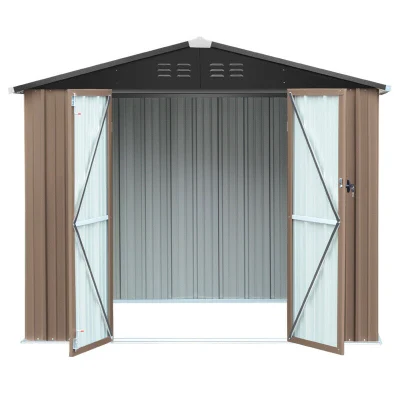  Metal exterior Storage Garden Tool shed con puertas deslizantes con cierre doble, gris