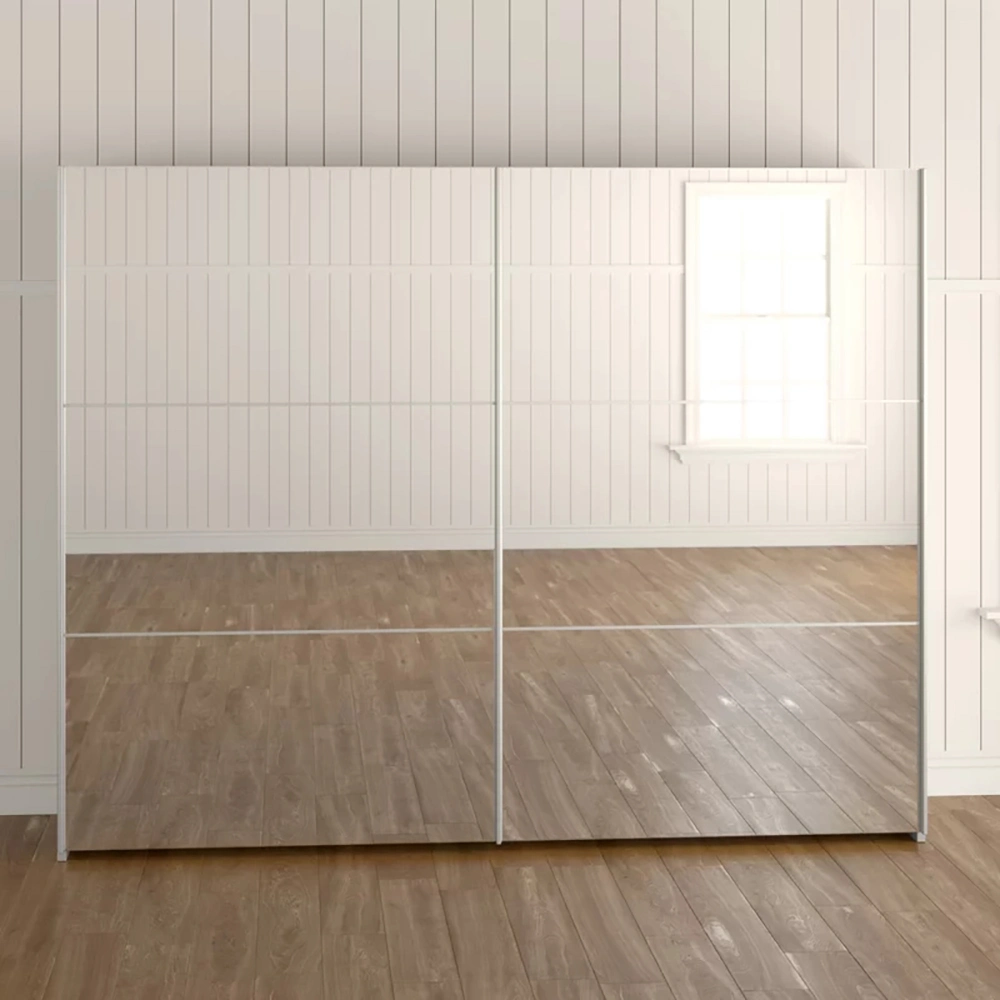 Bedroom Furniture Storage Wardrobe with Aluminium Glass Mirror Sliding Door