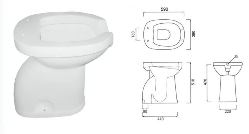 Ortonbath Open Toilet Accessories for Handicapped Ceramic Toilet Disabled Patient Hospital Handicap Wc Bowl/Bidet Wall Outlet