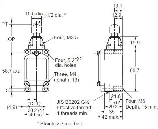 Wld3 Types of Electrical Plunger Type 1nc1no 15A 250VAC Waterproof Push Plunger Magnetic Electrical Switch