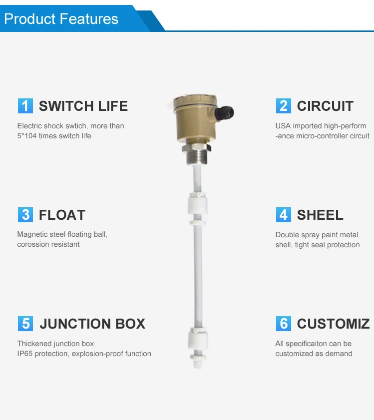 Float Type Explosion-Proof Top Mounted Multi-Float Magnetic Level Switch for Food Industry Water Tank