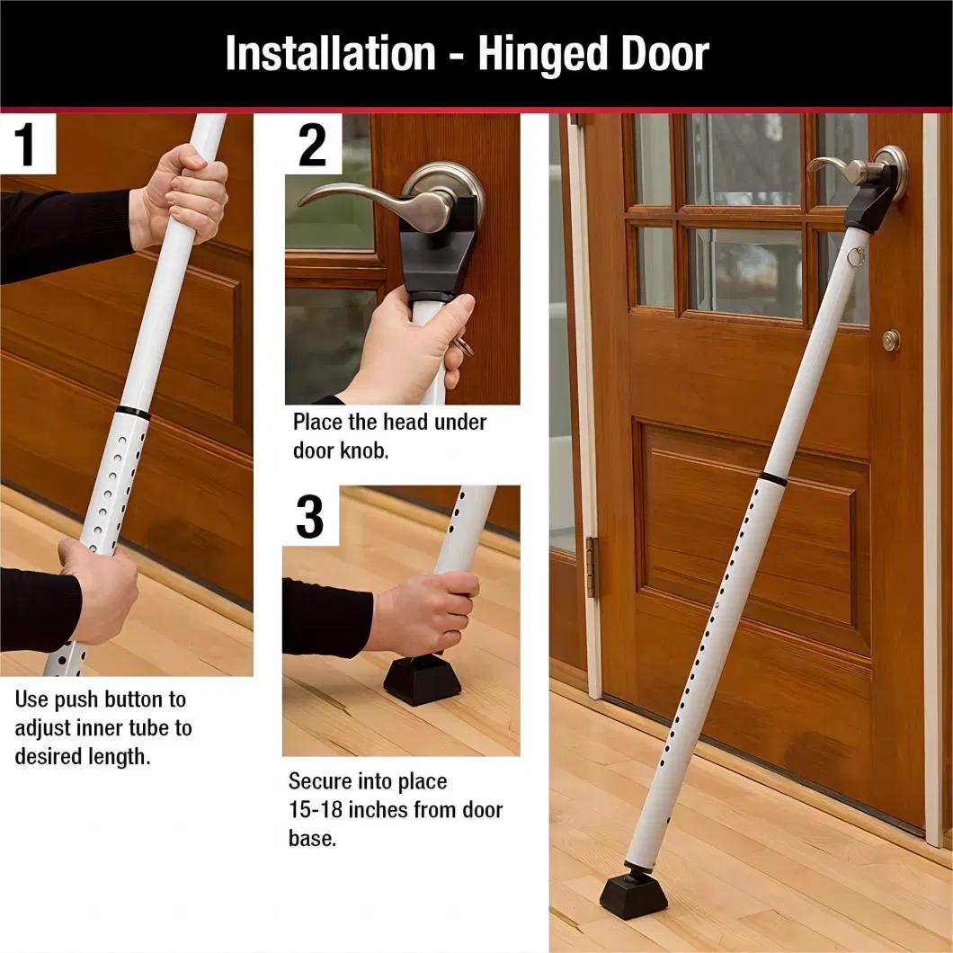 Kaiying Door Security Bar, Home Security Door Stopper, Adjustable From 27-1/2 in. to 42 in.