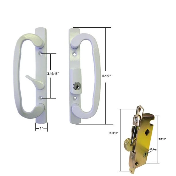 Keyed Sash Lock, 2 in. Hole Centers, Heavy Duty Zinc Diecast, White Finish