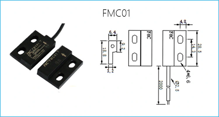 Magnetic Door Switch Fmc01 Contact Reed Type 5-30VDC Red Light with CE