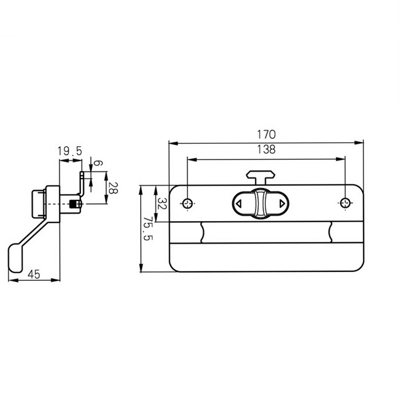 Aluminum Balcony Sliding Door Handle Lock