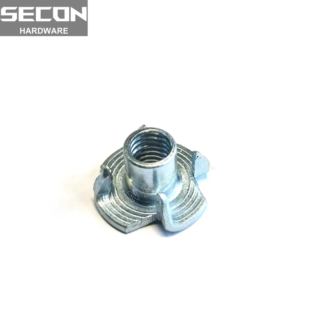 China Factory Custom Factory Price 4 Prong Tee Blind Insert Nut Furniture Nut Carbon Steel / Stainless Steel
