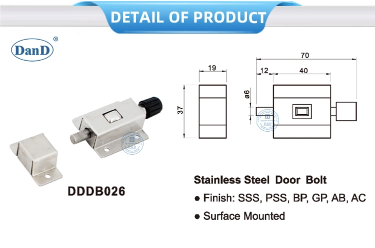 Surface Mounted Stainless Steel Sliding Door Bolt for Door