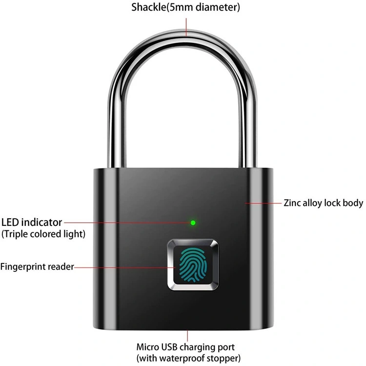 Smart Fingerprint Padlock Keyless Anti-Theft Luggage Suitcase Bag