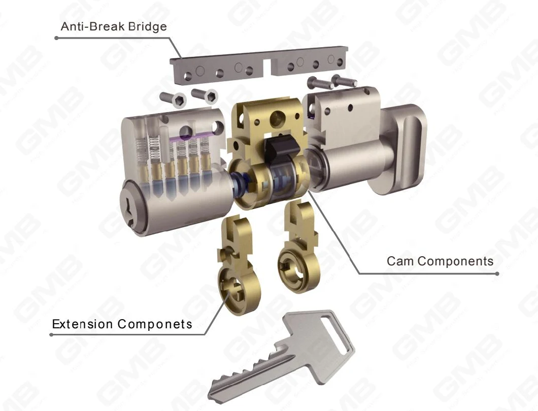 En1303 High Security Euro Profile Brass Extension Door Lock Cylinder (GMB-CY-37)