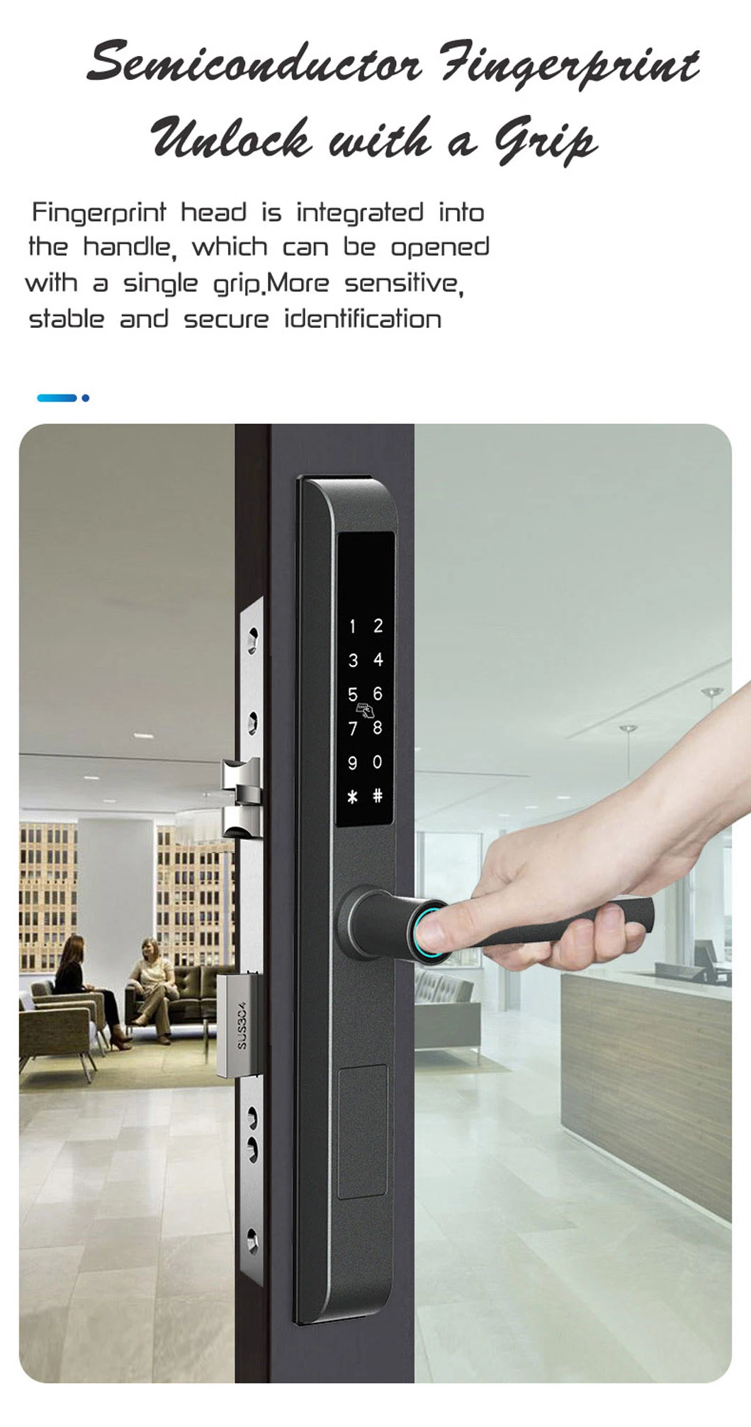 IP65 Waterproof Sliding Door Fingerprint Smart Lock for Narrow Wooden Doors Glass Door