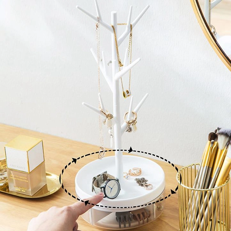 Household Rotating Jewelry Display Rack Earrings Bracelet Necklace Key Display Rack Accessories Bathroom Storage Box