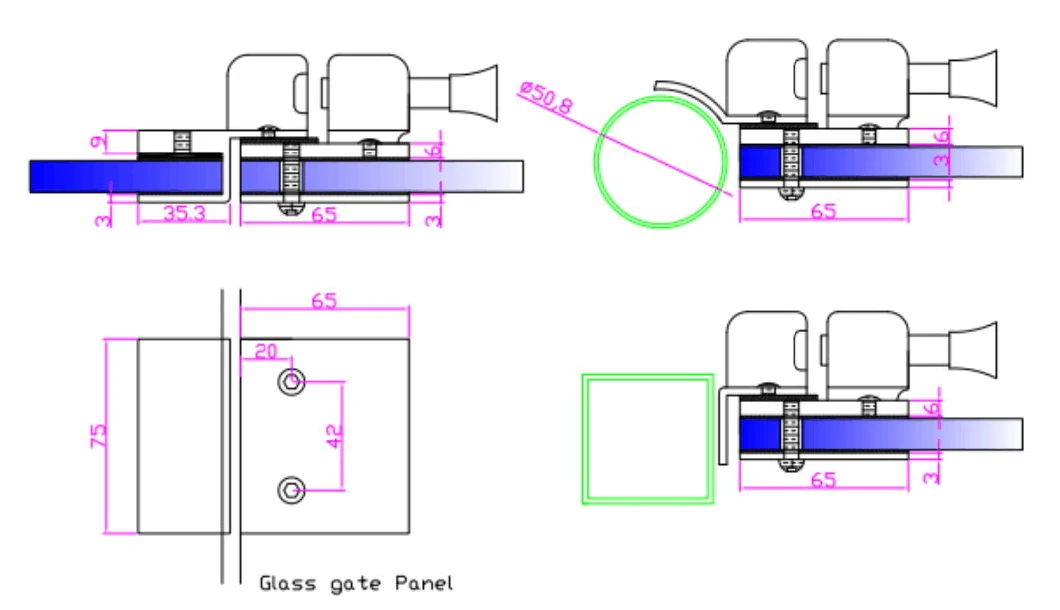 Stainless Steel Pool Fence Gate External Swing Magnetic Glass Latch Glass Lock Magnetic Latch