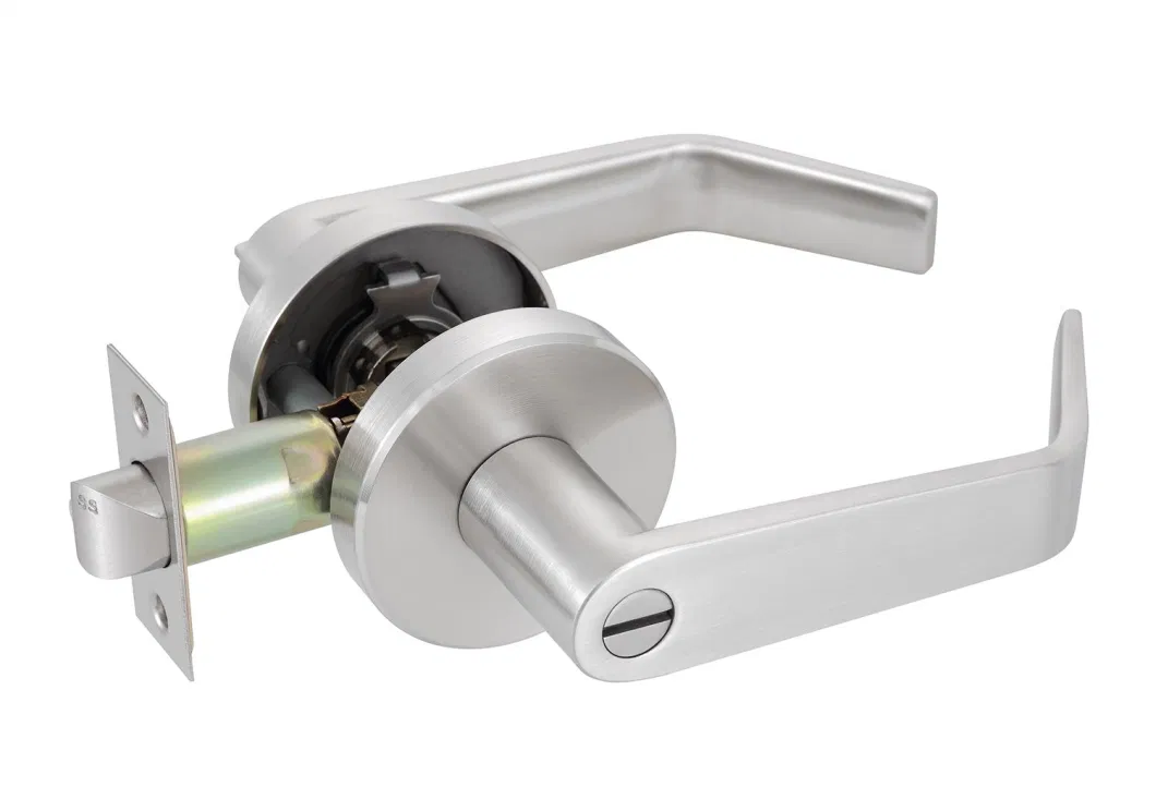 Security Privacy Lever Door Handle Lock Double Cylinder Satin Entry Safety Lever Handle Lock