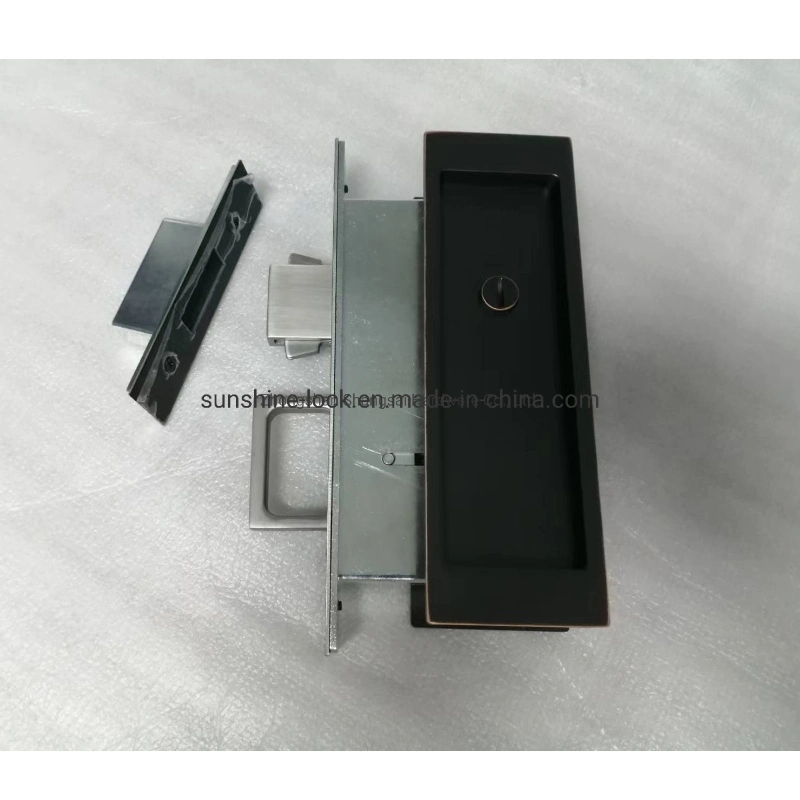 Modern Rectangular Pocket Sliding Door Knob, Heavy Duty Sliding Door Lock