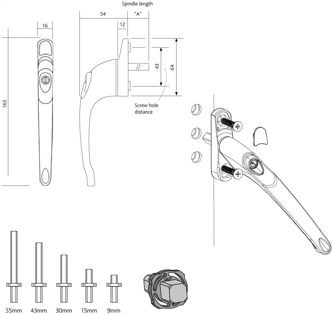 2 Heather UK Silver Childproof Chrome UPVC Replacement Window Handle Double Glazing Universal Inline Lockable Lock