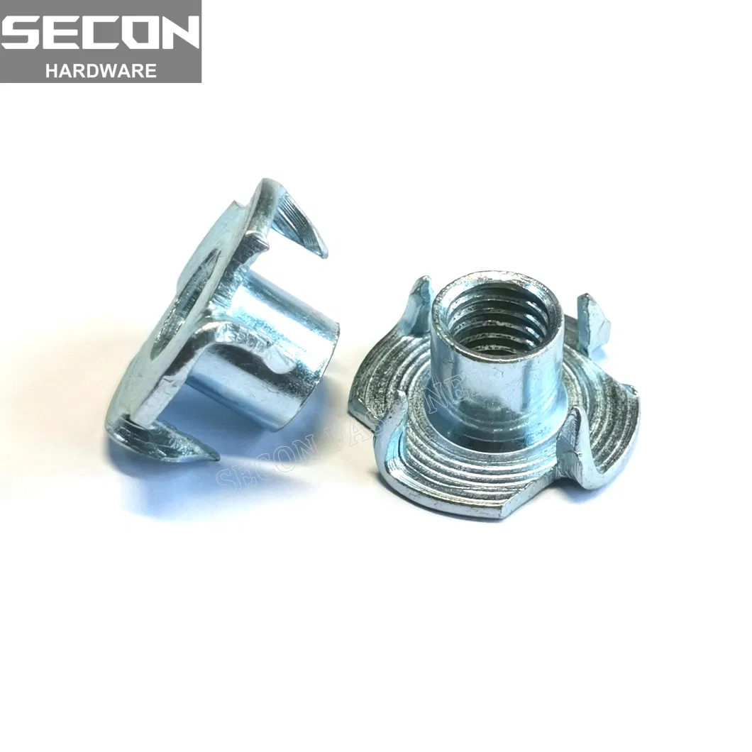 Made in China High Quality Tee Blind Nuts Threaded Insert Clean Threads Inset Nut for Wood Carbon Steel Zinc Plated