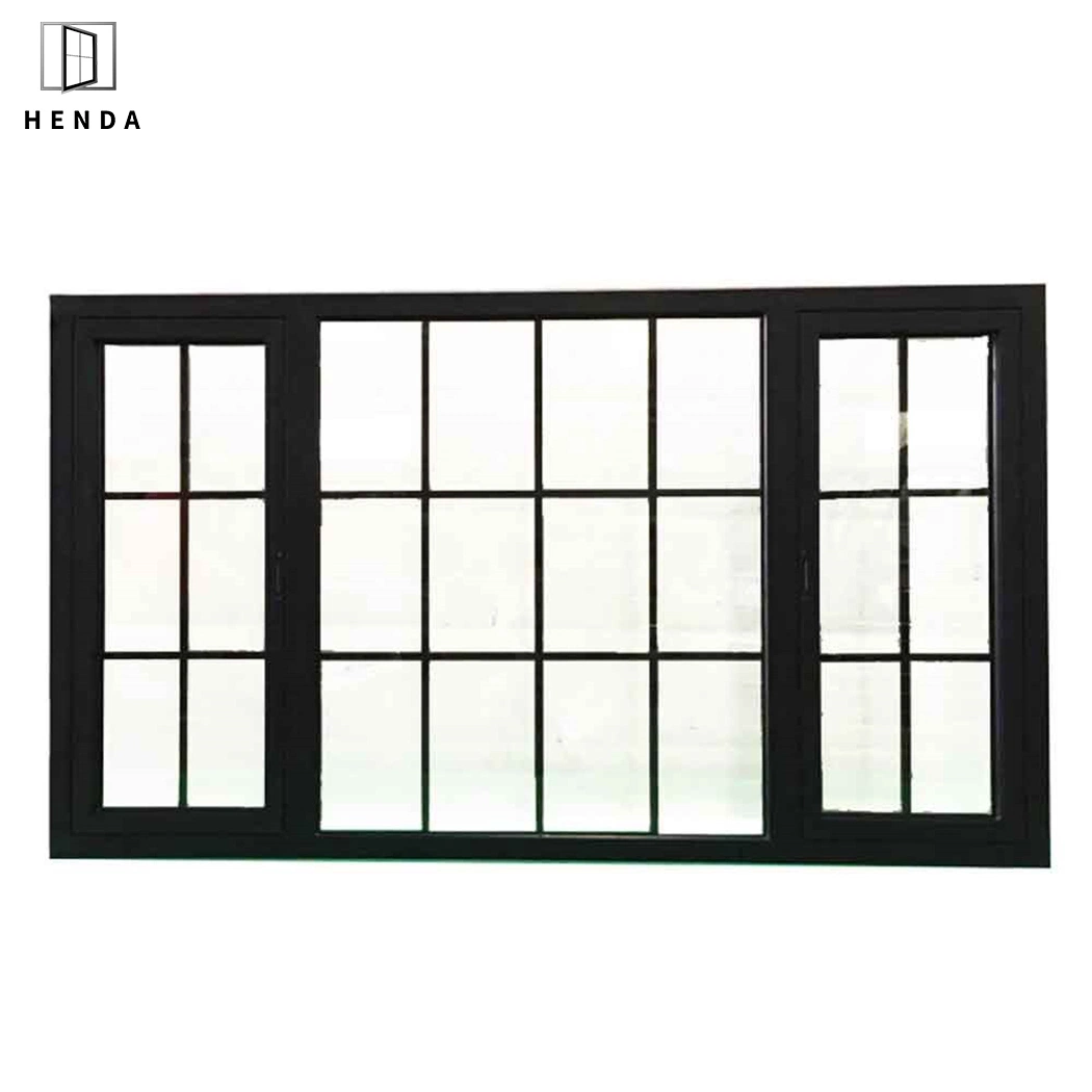 Aluminum Metal Aluminium Profile New Grill Design Fibre Glass Frameless Hurricane Impact Casement Window