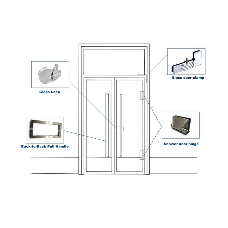 Stainless Steel Double Cylinders Bolts Swing Push Sliding Access Control Glass Door Lock