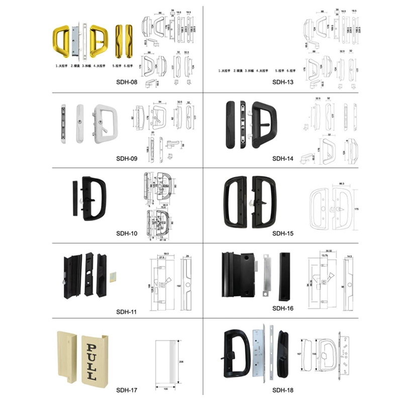 Sliding Door Pull Handle Aluminium Door and Window Accessories Door Handle Lock