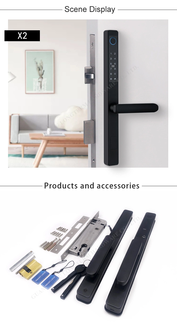 Tuya APP Zinc Alloy Apartment Biometric Fingerprint Digital Front Door Smart Door Lock