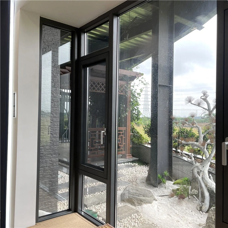 New Balcony Aluminium Metal Wood Hurricane Impact Resistant Grill Design Reflective Glass Double Glazed Louver French Fixed Sliding Casement Window