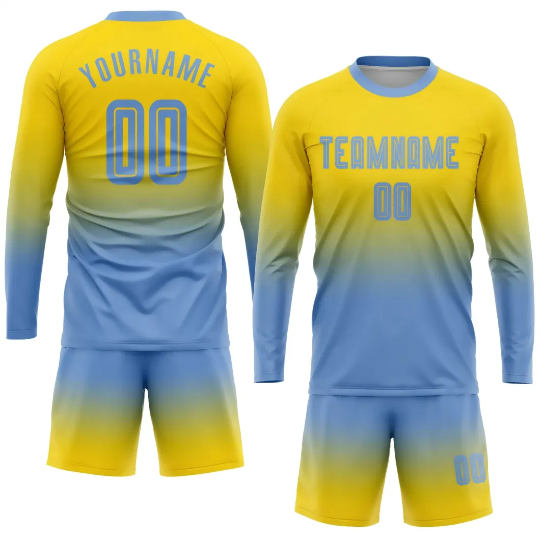 Custom Padded Goalie Shirt Sponge Protector Blue Men&prime;s Goalkeeper Soccer Jerseys Patchwork Football Jersey