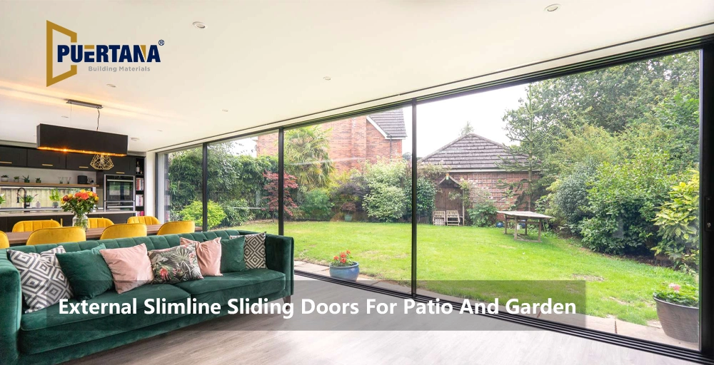 Aluminum Slimline Aluminium Double Glazed Glass Very Narrow Ultra High Quality Sliding Patio Door