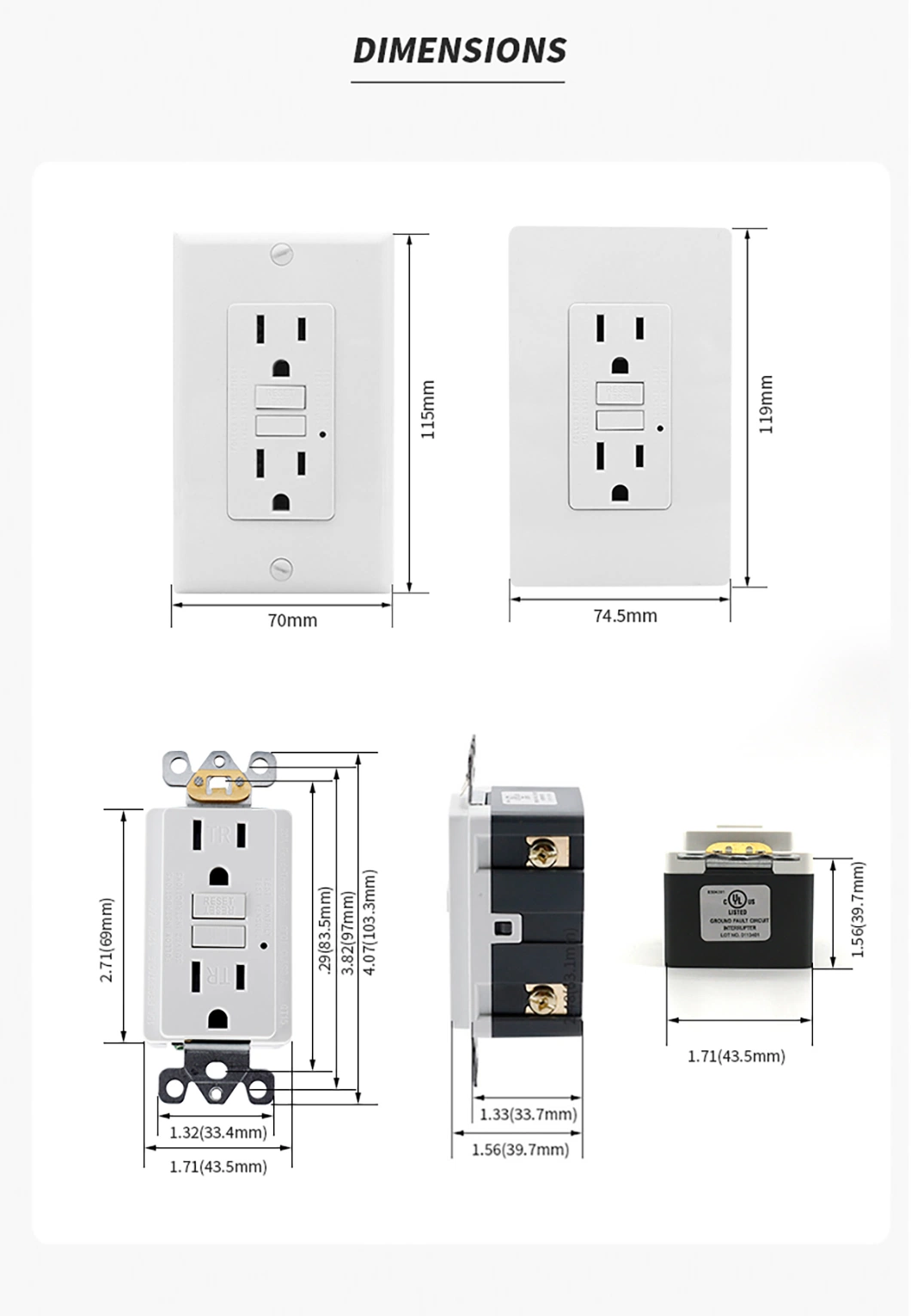 15 AMP GFCI Tamper Resistant Standard Grounding Child Safety Outlet GFCI