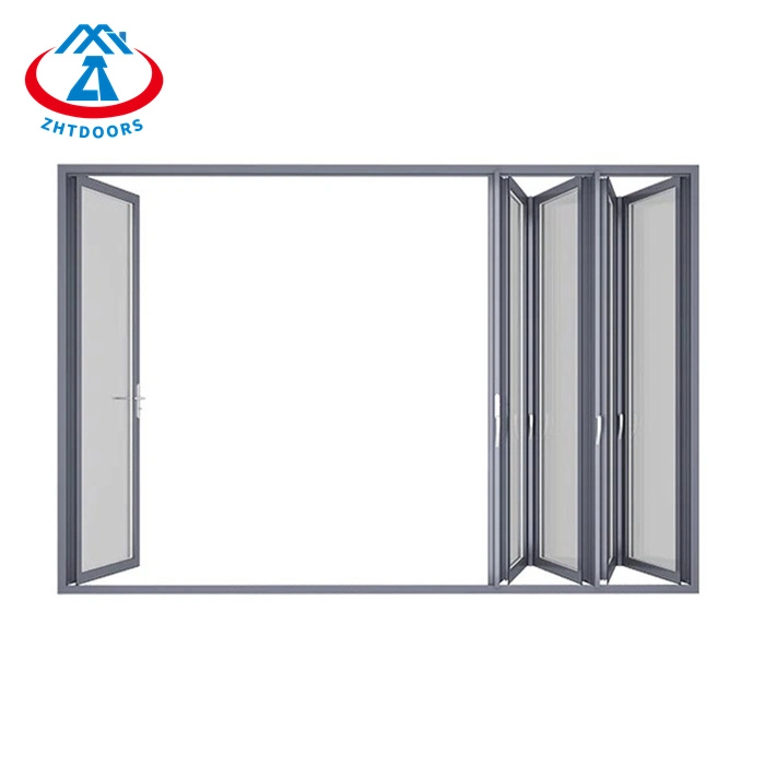 Zhtdoors Foldable Sliding Design Folding Door Aluminum Glass Toilet Door for Bathroom