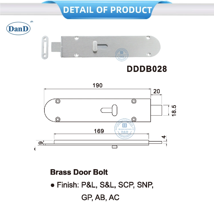 Manufacturer Quality Accessories Solid Brass Door Locker Bolts and Latch