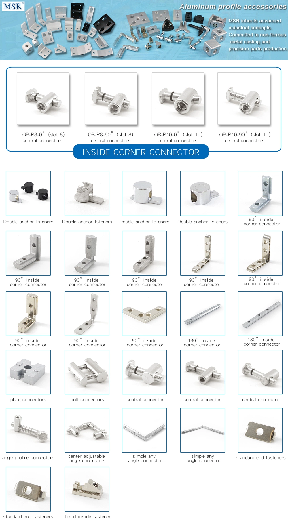 30b-8 Double Anchor Fasteners Metal Fitting for 90 Degree Connecting for Industrial Door Window and Furniture