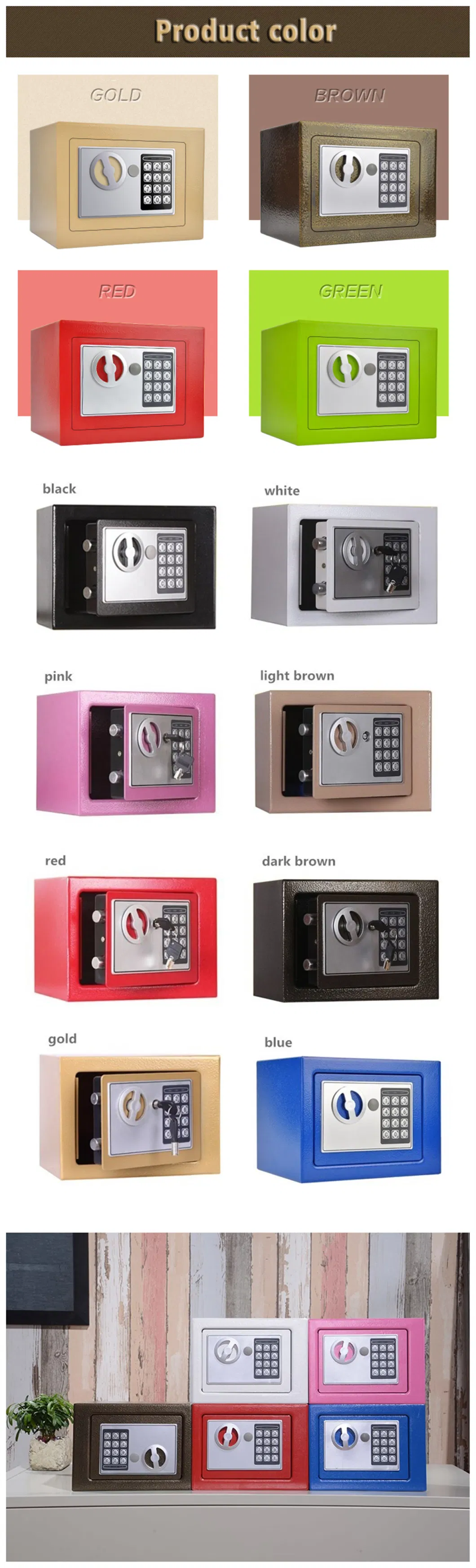 Mini Modern Hotel Furniture Cash Car Digital Security Safe Box