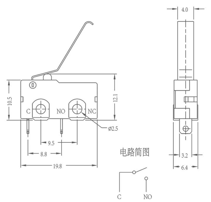 Mini Micro Limit Switch 5A 125 250V AC Spdt 1no Short Lever Arm Switch Snap Action Button Type 2 Pins Kw11