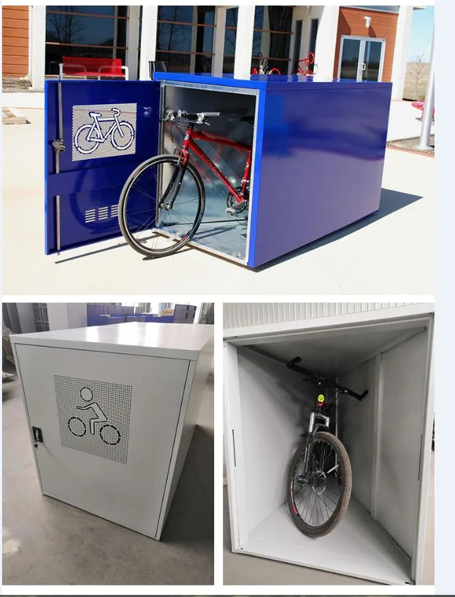 Waterproof Metal Bike Storage Locker Steel Bike Shed Cabinet Secure Public Bicycle Cabinet
