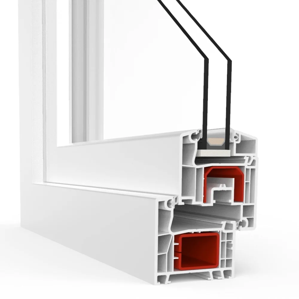 Factory Price UPVC/PVC Profile 50mm-90mm Series Plastic Casement Window for Household /Building