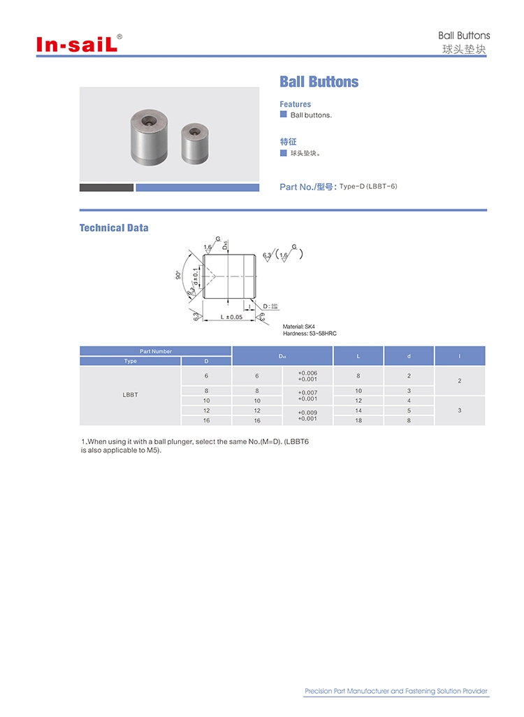 Ball Buttons Material: Sk4 Type Bbt