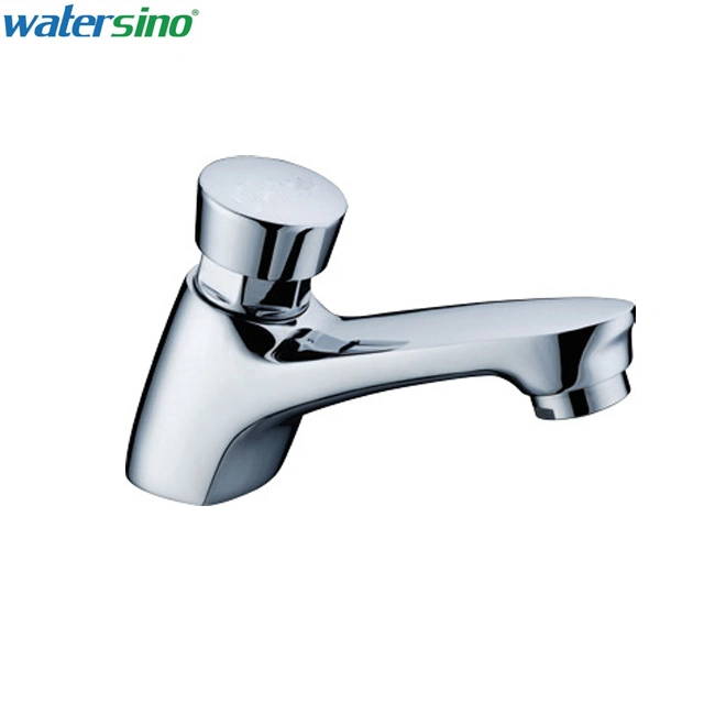 Brass Chrome Time Delay Push Button Basin Self-Closing Faucet