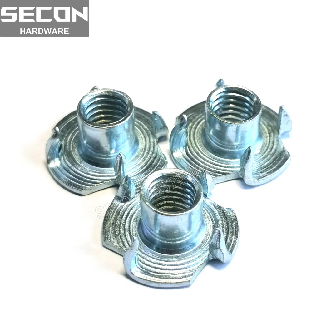 Made in China High Quality Tee Blind Nuts Threaded Insert Clean Threads Inset Nut for Wood Carbon Steel Zinc Plated