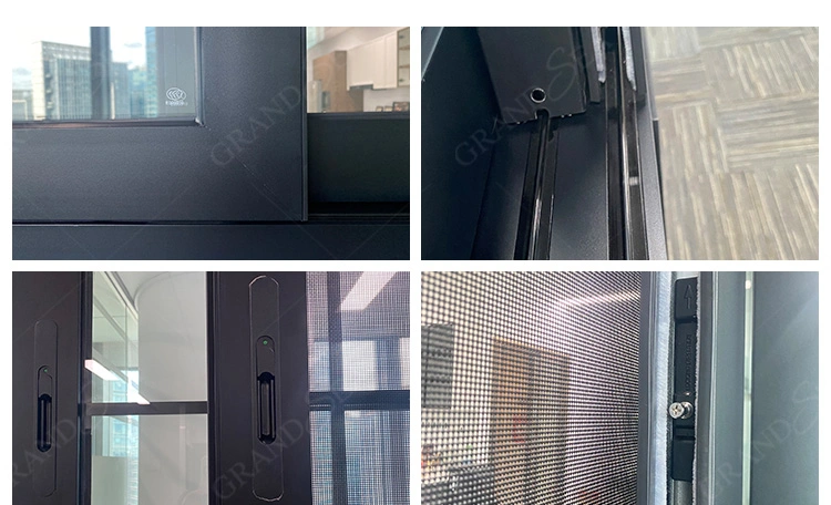 High Quality Red Black Color Glass Child Safety Lock Aluminum Sliding Window with Stainless Steel Metal Bar