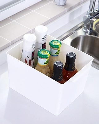 ABS Stackable Storage Box for Fruit Snacks Drinks Food Sundry Bottles Cabinet Pantry Drawer Box Portable Plastic Storage Bin for Home