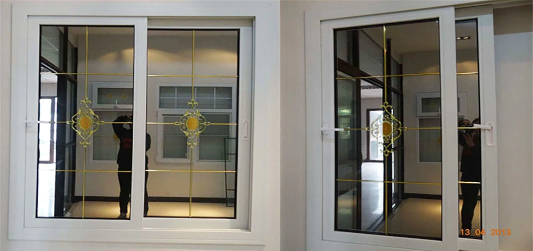 Wholesale Hurricane Impact American Style UPVC Fibre Plastic Double Glazed Stained Glass Doors and Windows Guangzhou