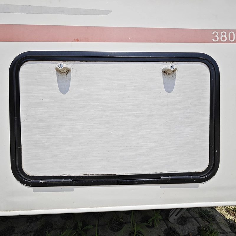 Aluminum Awning Style Cargo Hatch Storage Cabinet Access Door with Tensile Mechanical Lock for Trailer Motorhome Caravan