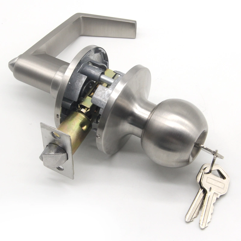 Double Entrance Door Lock Brass Cylinder Zinc Alloy Lever Handle Knob Lock